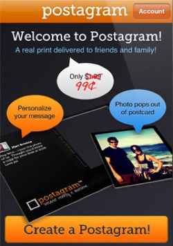 Screen shot of Postagram app on iPhone