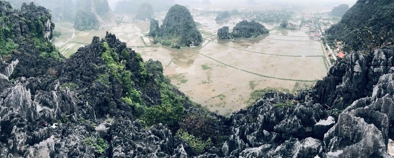 Rice Fields Viewed from the Mountain at Mua Cave