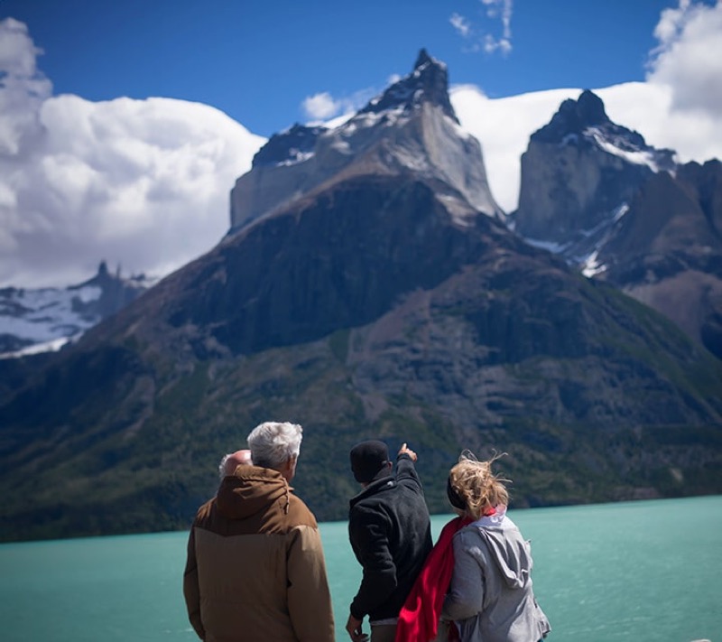 At the end of the trail to Mirador Cuernos in Torres del Paine