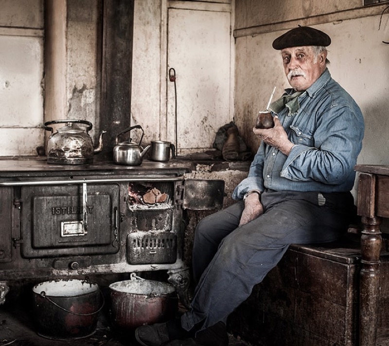 Having mate tea with a local gaucho at an Estancia in Argentina's Los Glaciares National Park