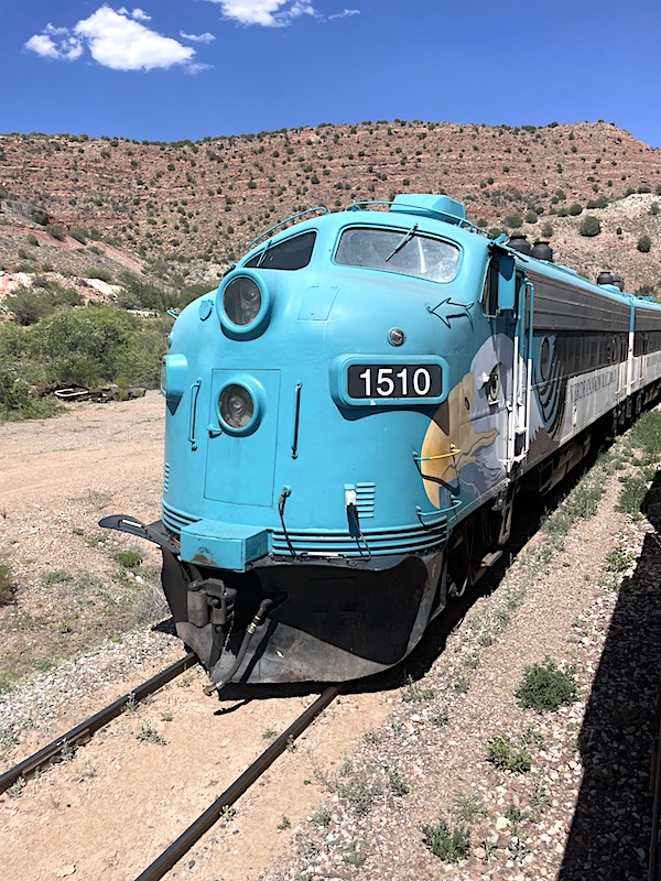 Locomotive 1510 detached from the front of the train and maneuvered to the rear in preparation for a return journey 