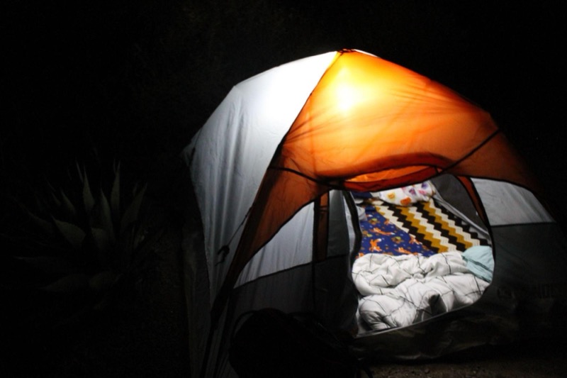 Tent set up for one of our camping nights. 