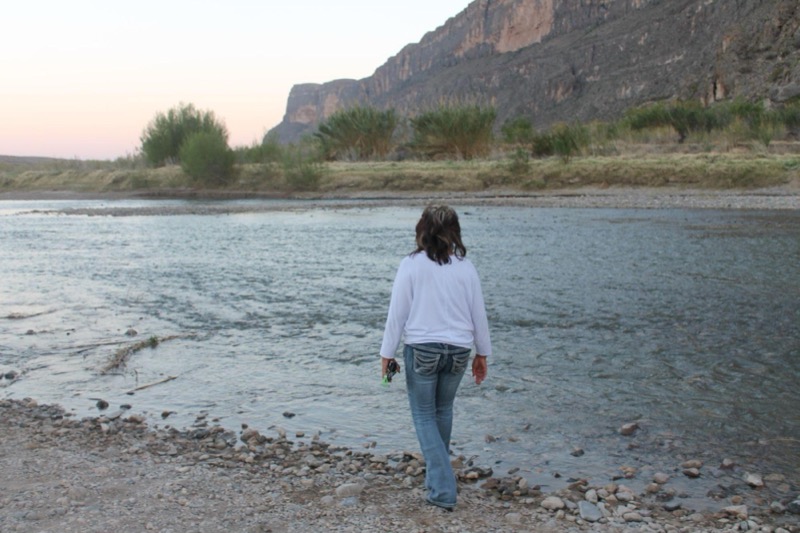 Standing by the Rio Grande River access near the Santa Elena Canyon Trailhead.
