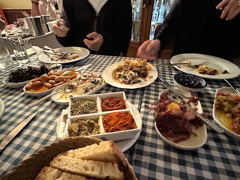 Various mezes at the Demite Meyhanesi (Demite Tavern) in Taksim