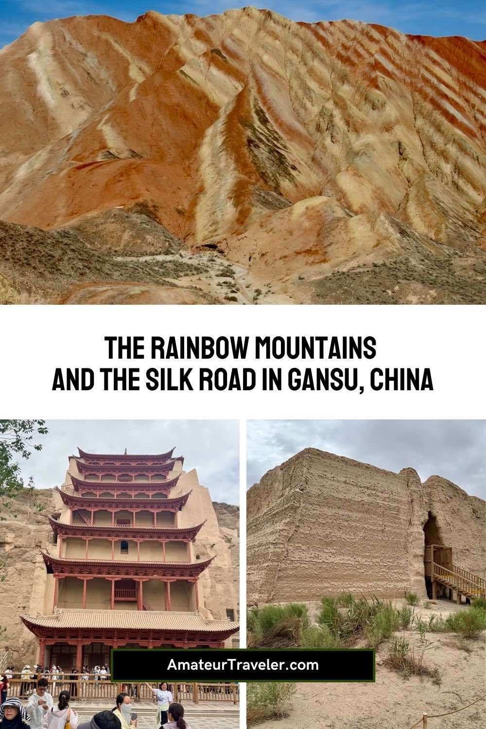 The Rainbow Mountains and the Silk Road in Gansu, China #china #gansu #silkroad #rainbowmountains #caves #grottos #travel #vacation #trip #holiday