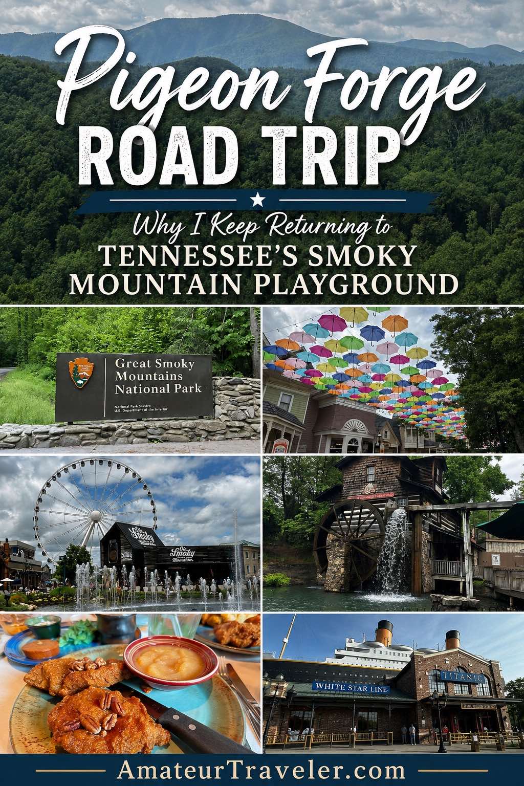 Plan a memorable Pigeon Forge road trip filled with Dollywood cinnamon bread, Smoky Mountain scenery, alpine coasters, moonshine tastings, family-friendly attractions, cozy cabins, and plenty of comfort food. After four visits in every season, this guide shares favorite things to do, where to eat, where to stay, and practical tips for making the most of Tennessee’s mountain playground.